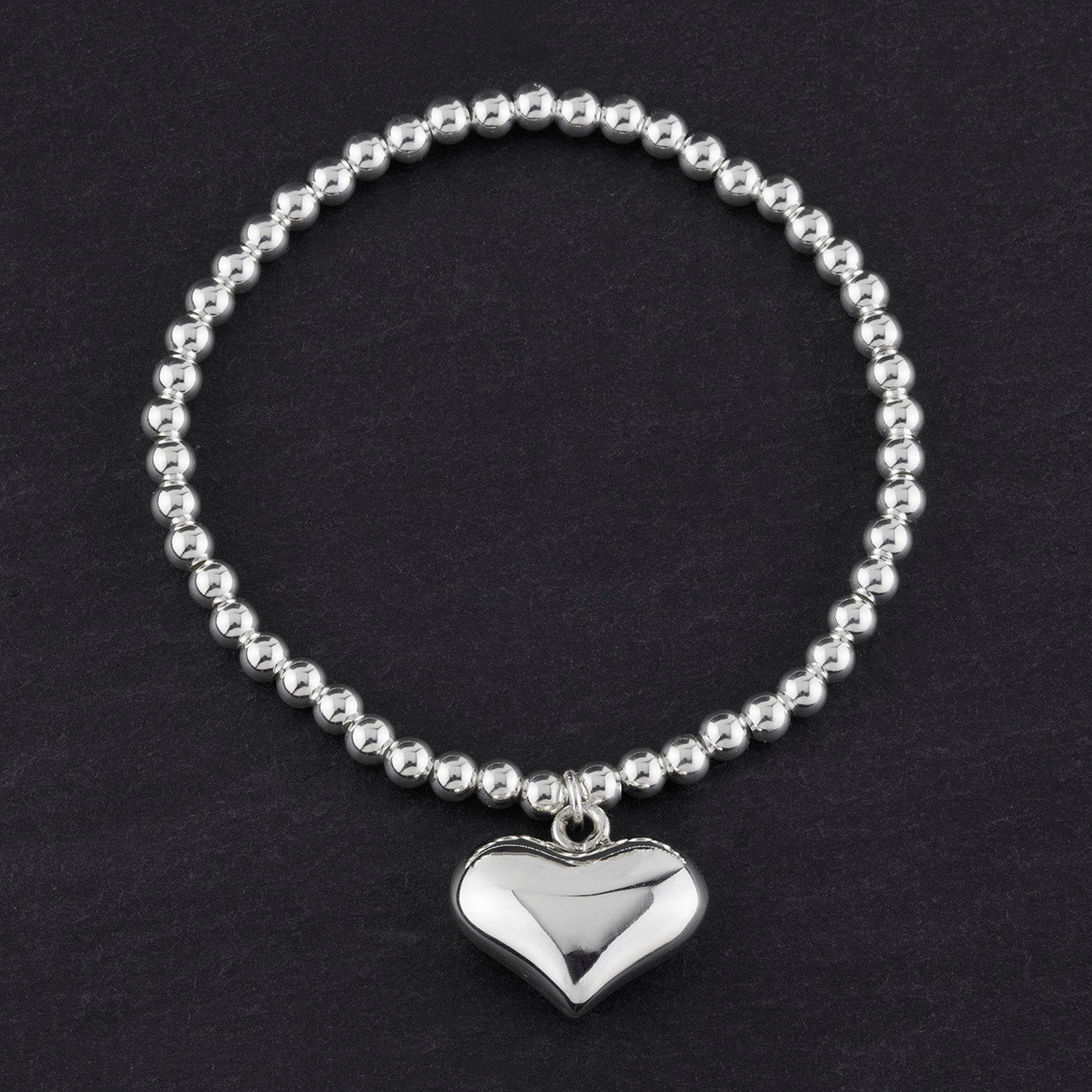 sterling silver puffy heart stretch bracelet