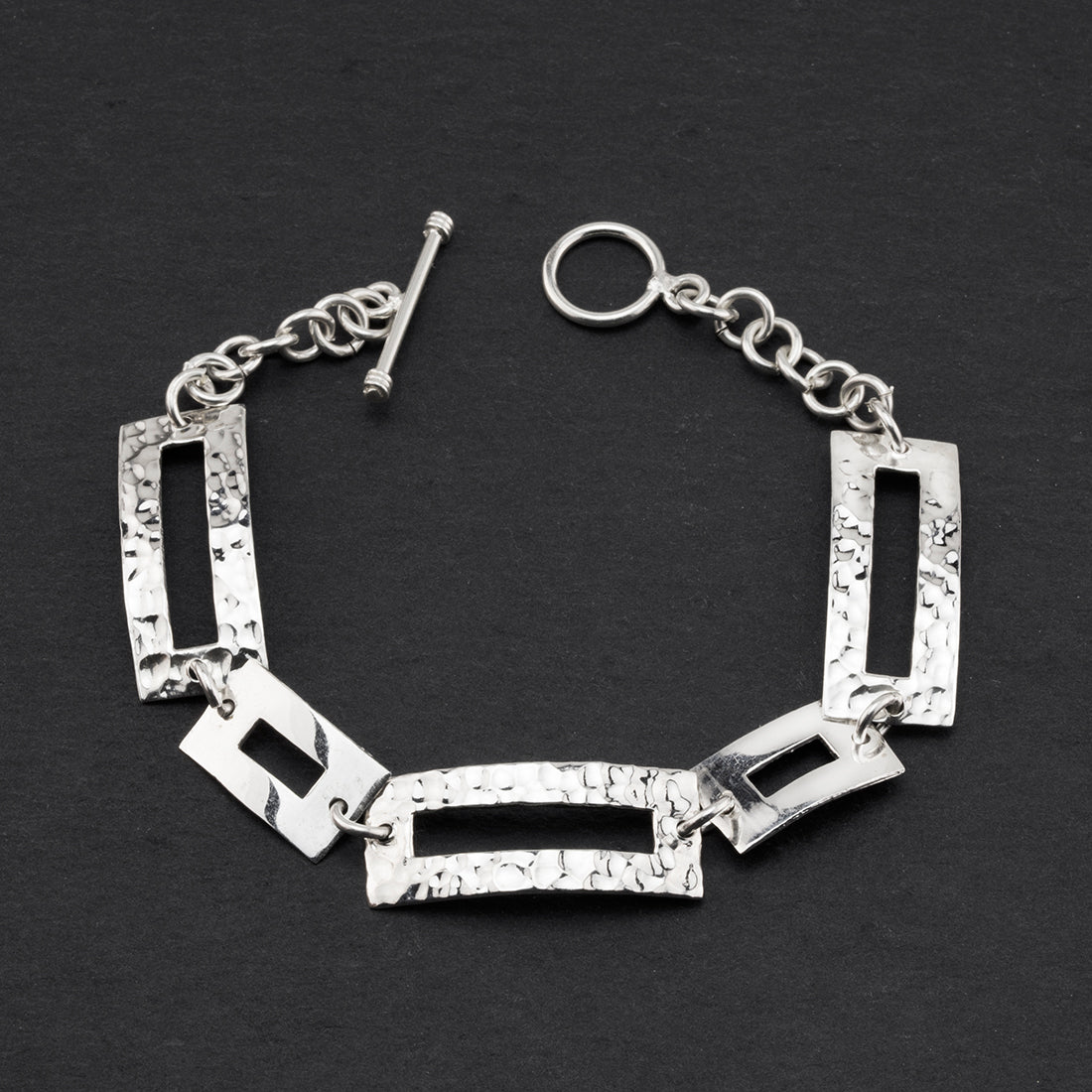 sterling silver rectangular link bracelet