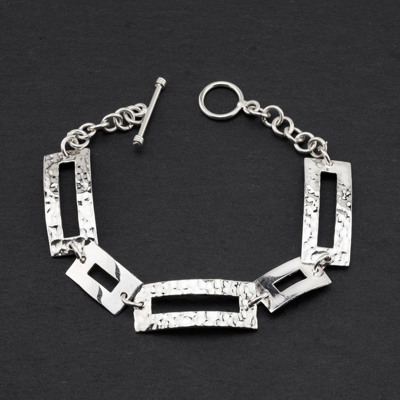 sterling silver rectangular link bracelet