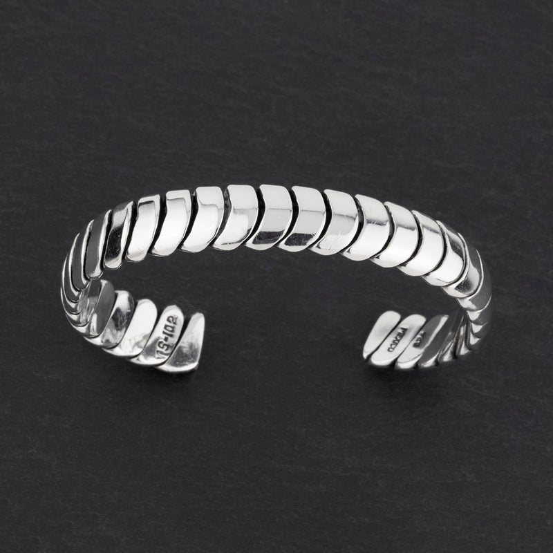 sterling silver ribbed cuff bracelet