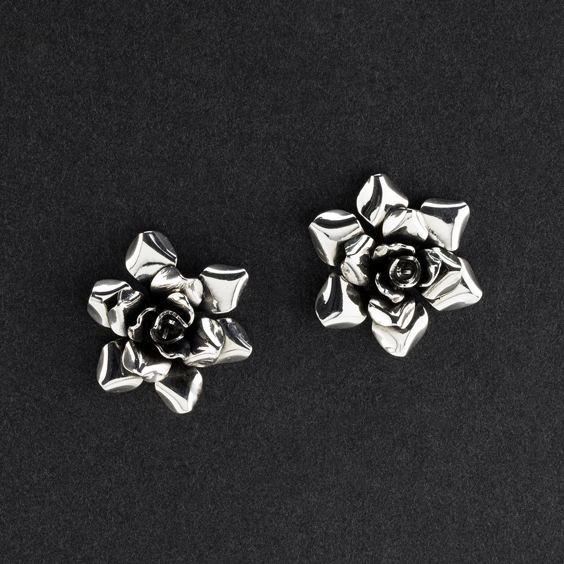 sterling silver rose stud earrings