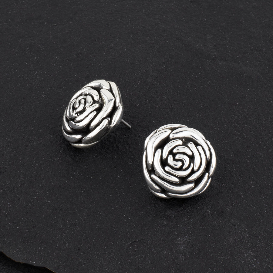 sterling silver rose stud earrings