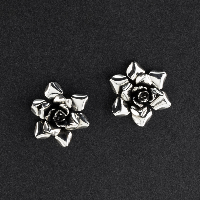 sterling silver rose stud earrings