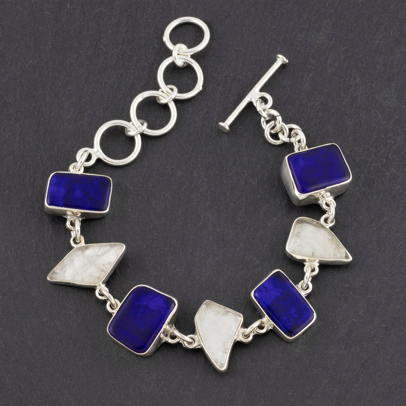 sterling silver sea glass bracelet