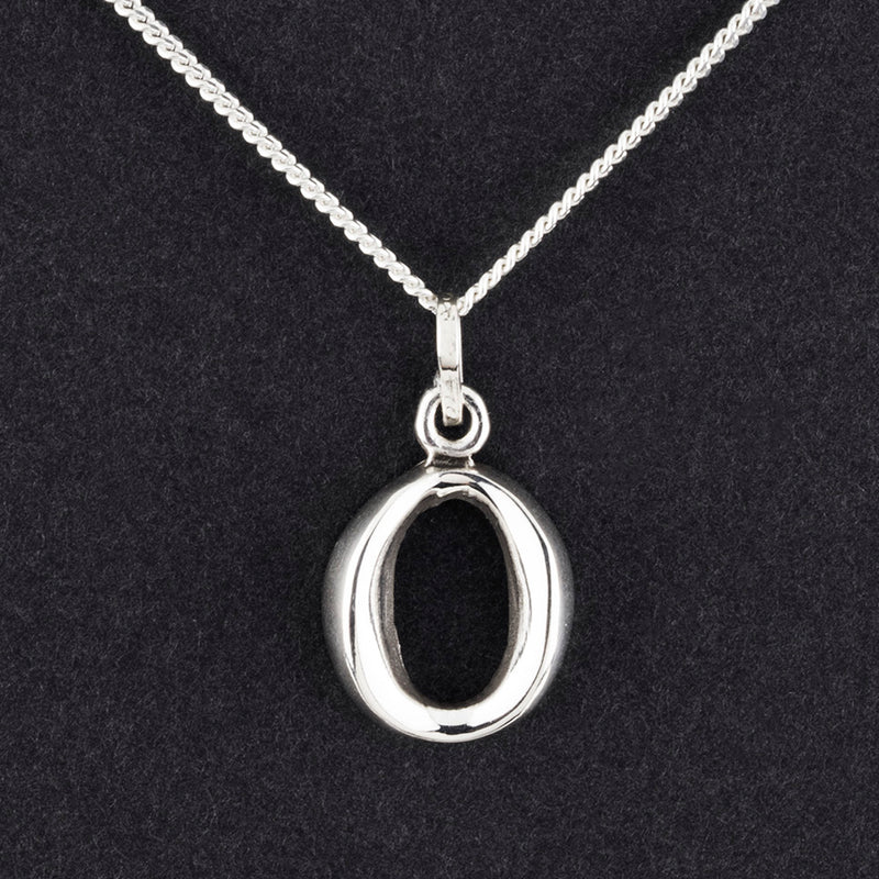 sterling silver simple open oval pendant necklace