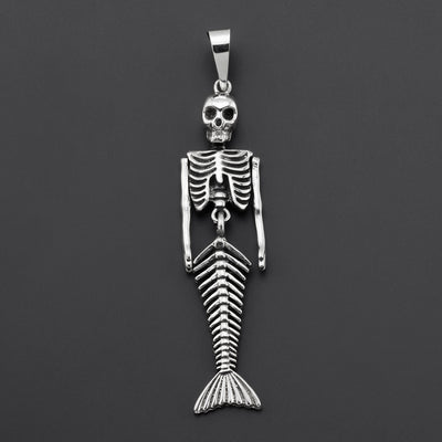 sterling silver skeleton siren pendant