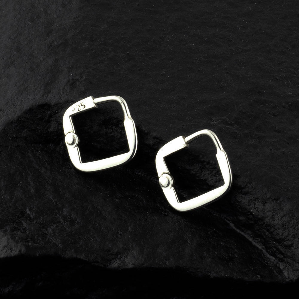 sterling silver small square hoop earrings