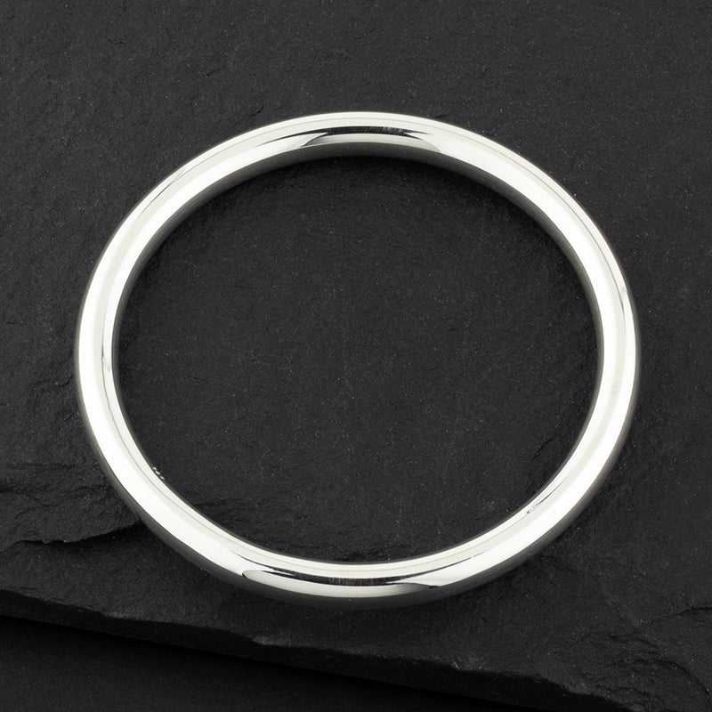 sterling silver solid round bangle bracelet