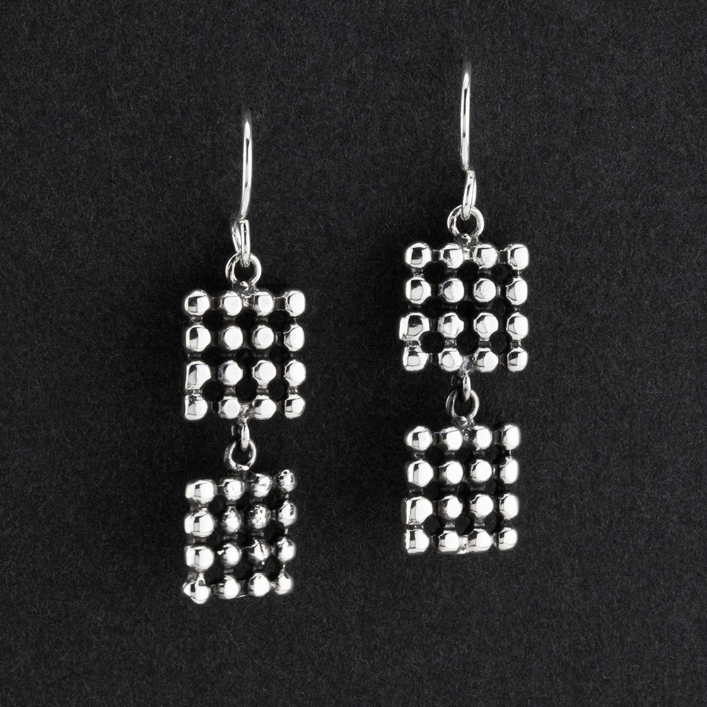 sterling silver square dangle earrings