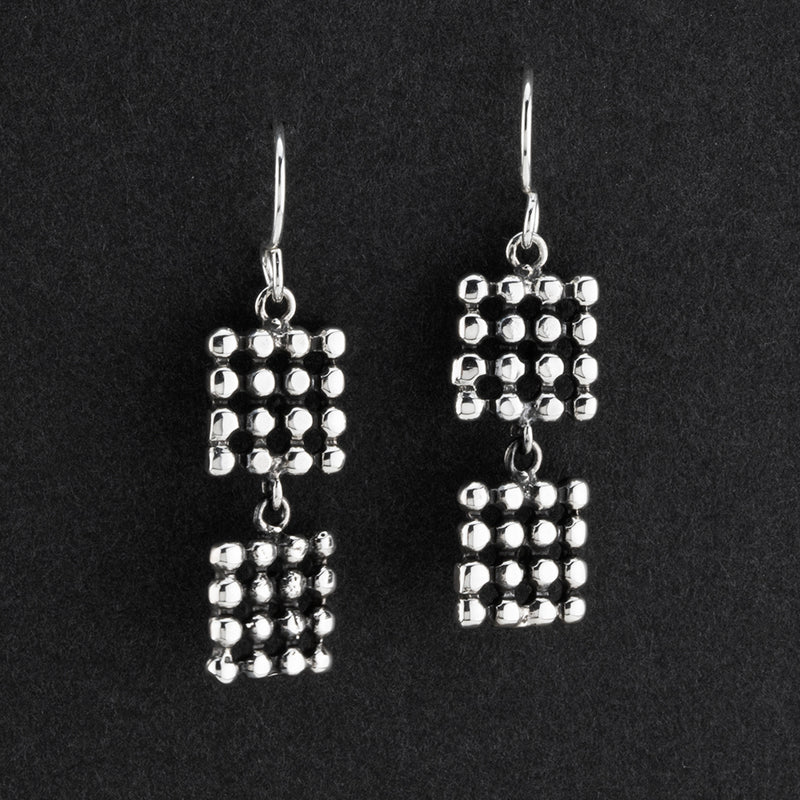 sterling silver square dangle earrings