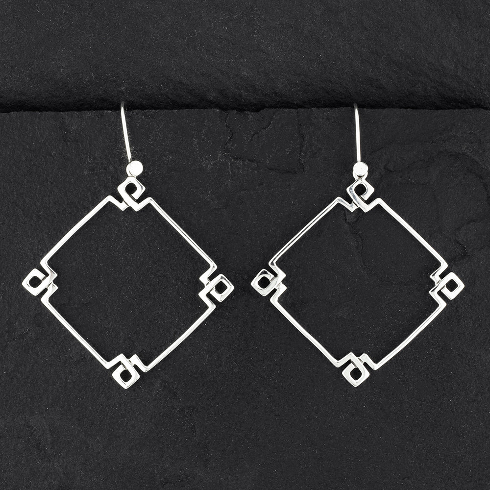 sterling silver square statement drop earrings