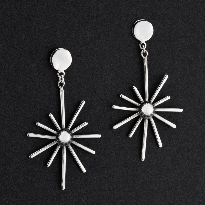 sterling silver starburst drop earrings