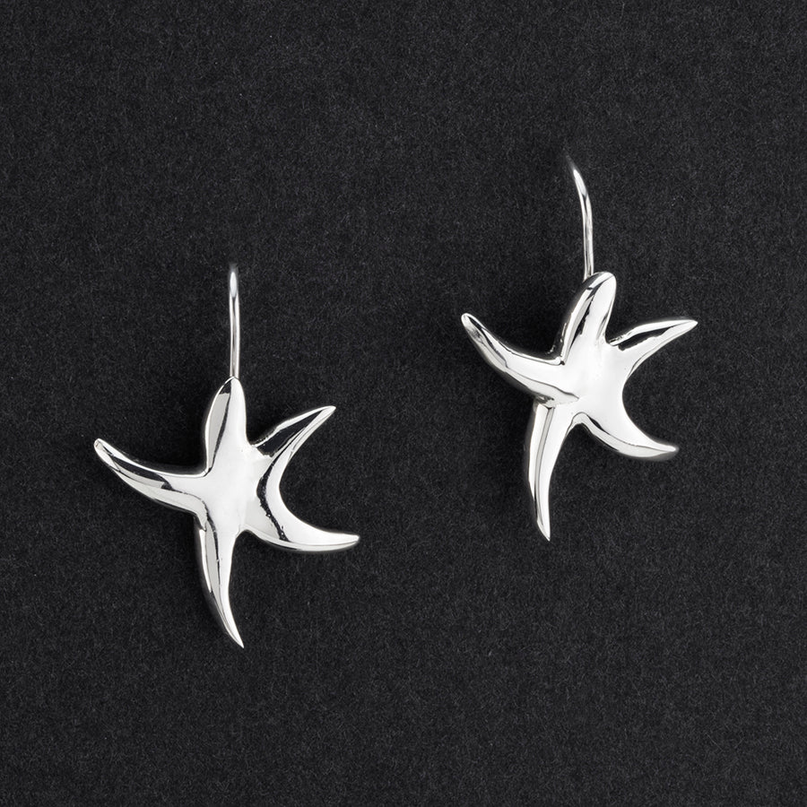 sterling silver starfish drop earrings