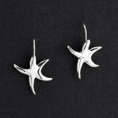 sterling silver starfish drop earrings