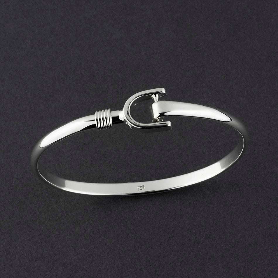 Sterling Silver Stirrup Bangle Bracelet - Reveka Rose