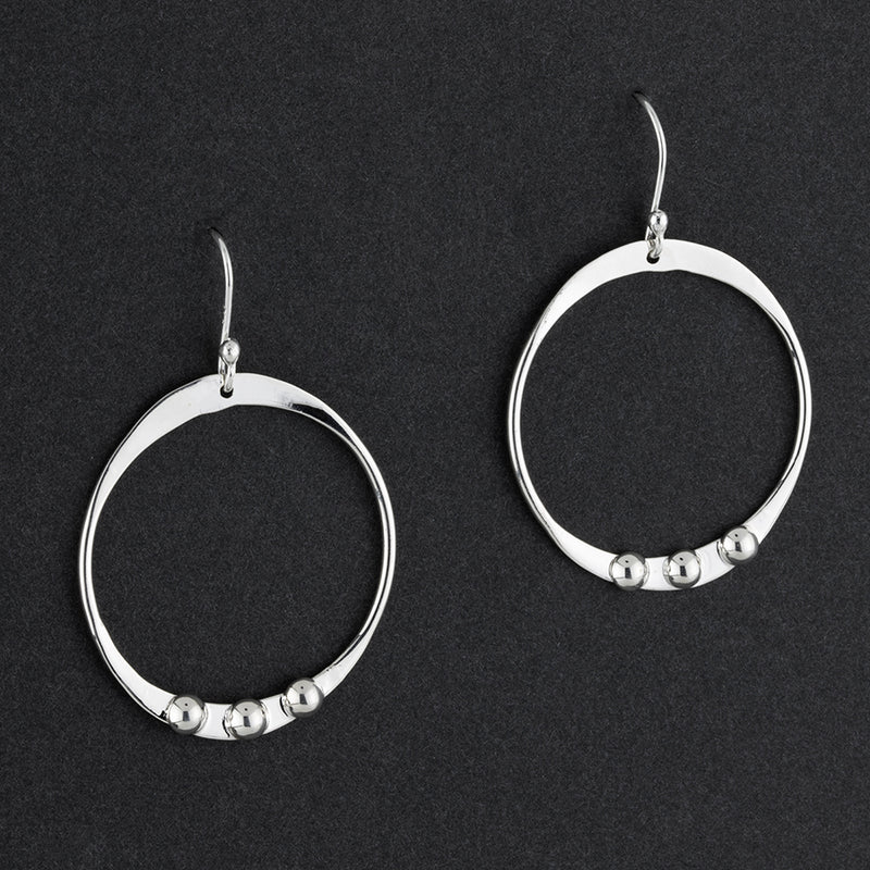sterling silver studded hoop dangle earrings