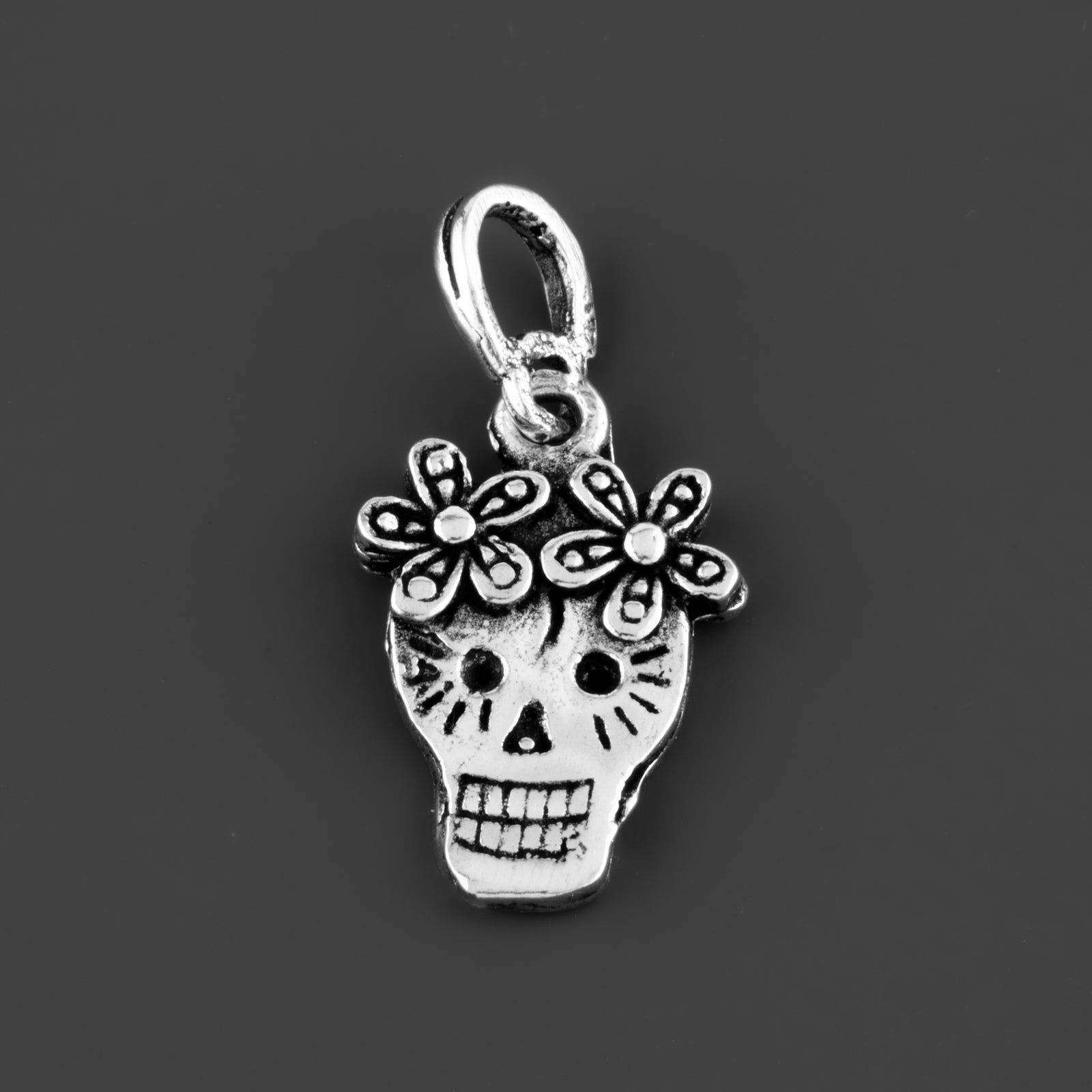 sterling silver sugar skull charm