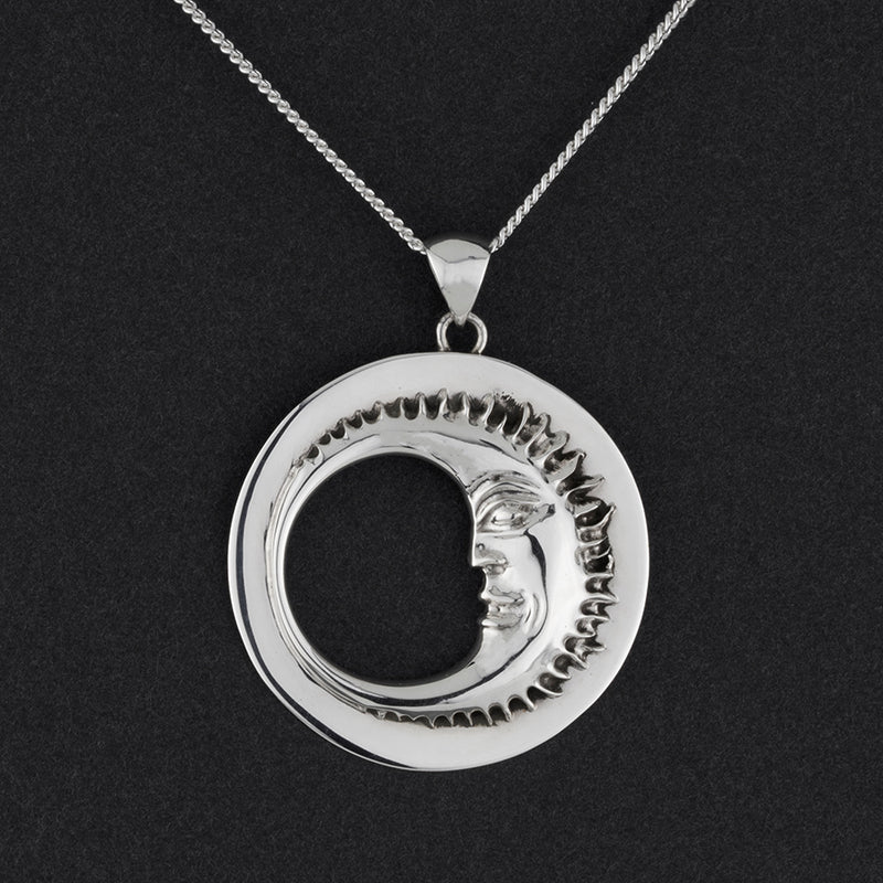 sterling silver sun and moon celestial pendant necklace