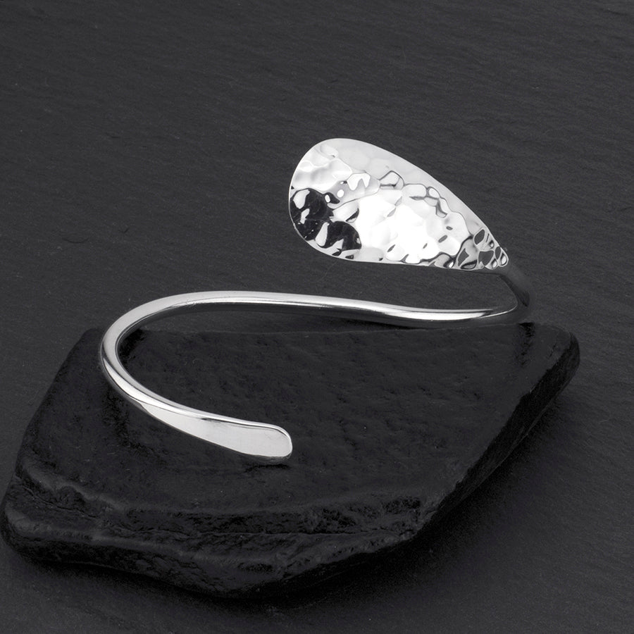 sterling silver teardrop bypass bangle