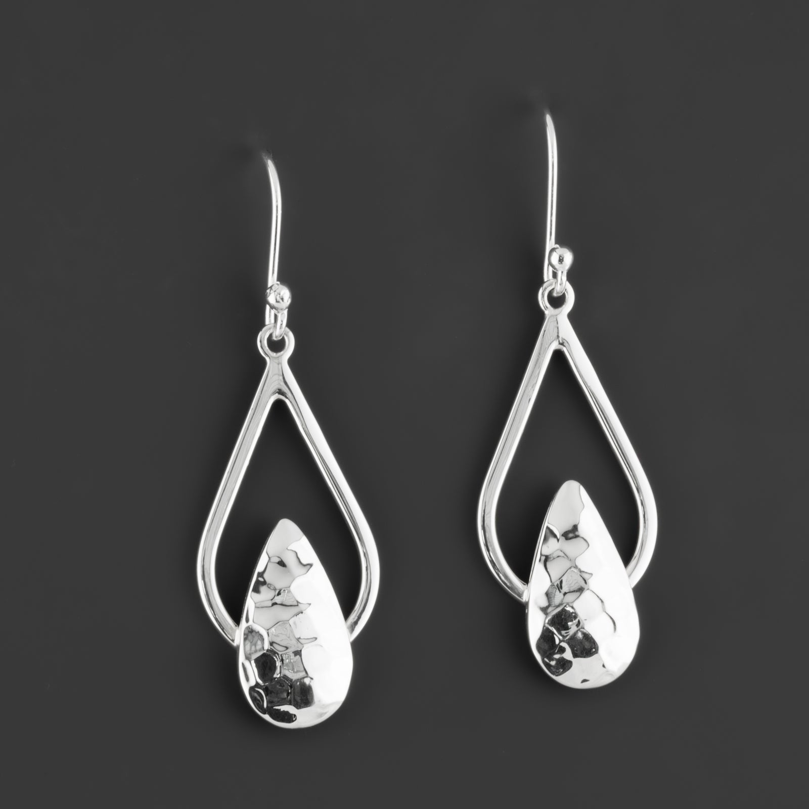 sterling silver teardrop dangle earrings