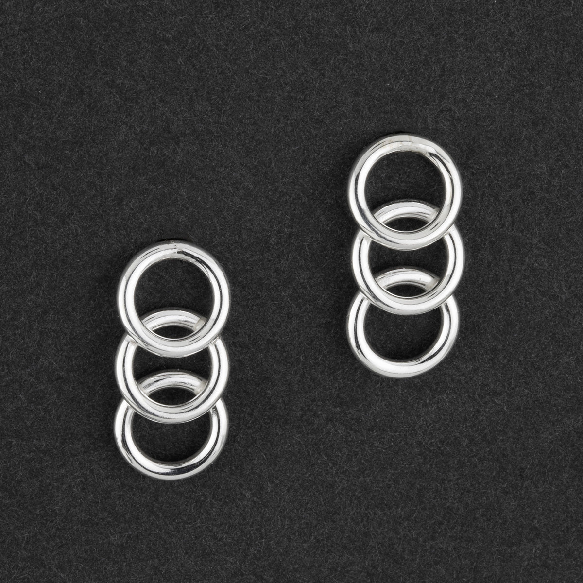 sterling silver triple circle stud earrings