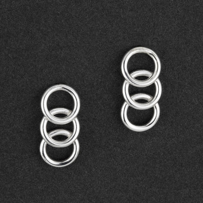 sterling silver triple circle stud earrings