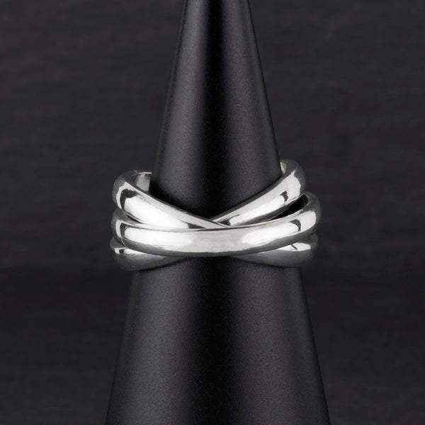 Sterling Silver Triple Interlocking Ring Reveka Rose
