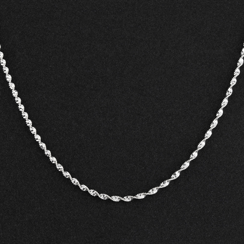 Solid Omega Twisted Chain Necklace Sterling Silver 18