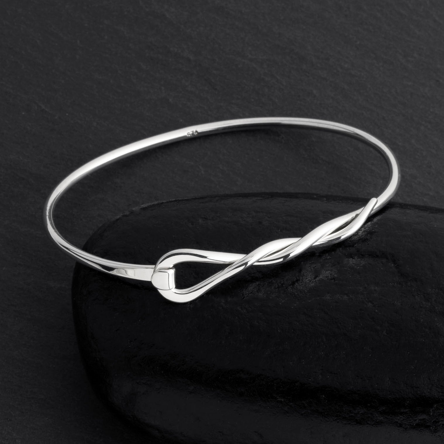 sterling silver twisted clasp bangle