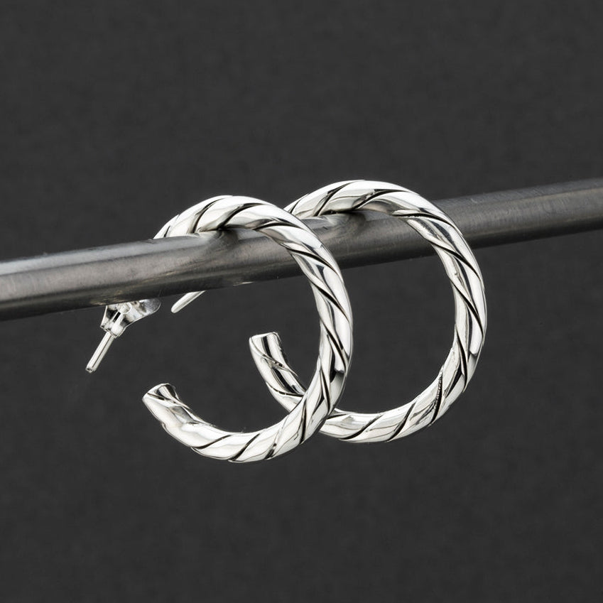 sterling silver twisted hoop earrings