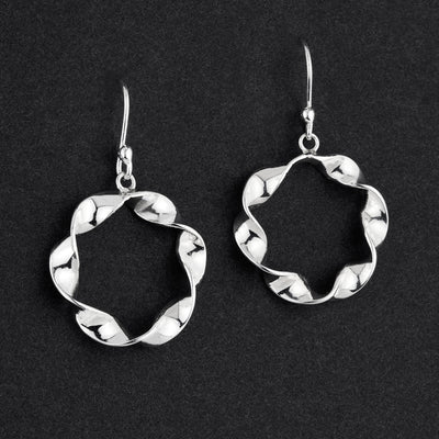 sterling silver twisted ribbon drop earrings