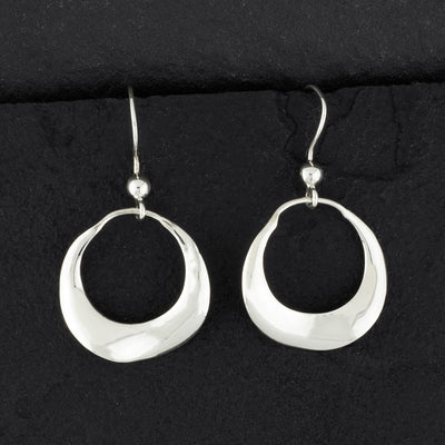 sterling silver wavy circles dangle earrings