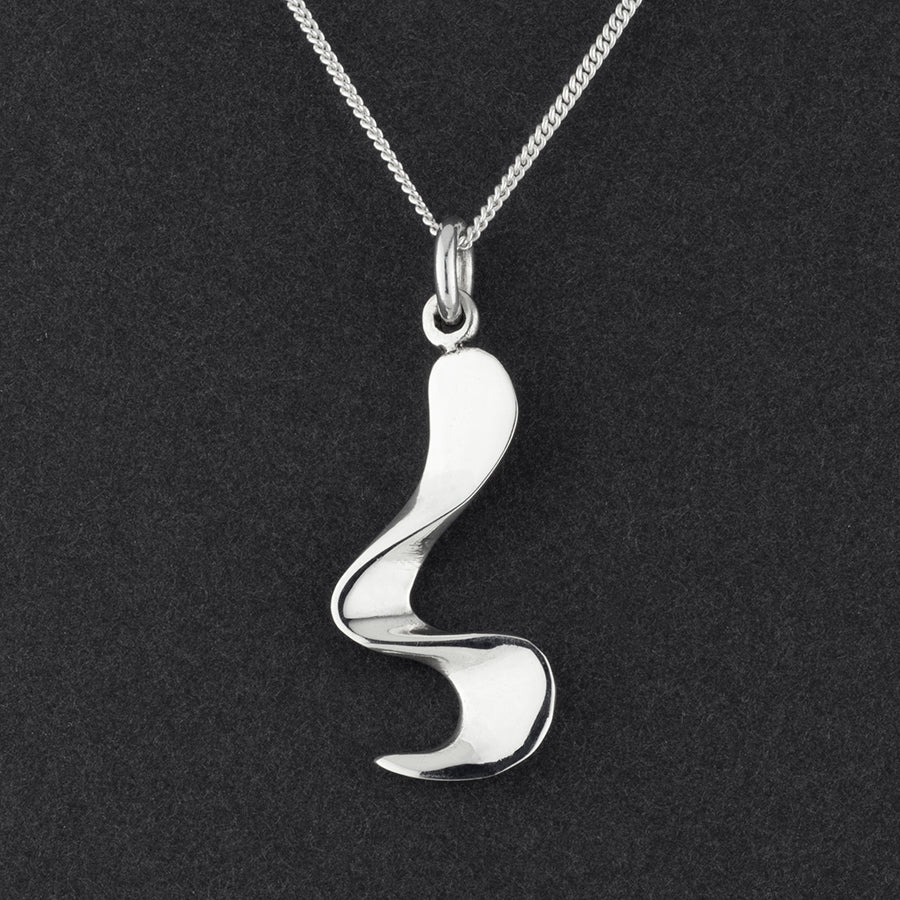sterling silver wavy pendant necklace