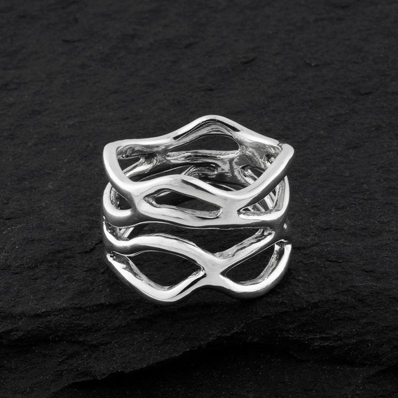 sterling silver wide band cut out ring