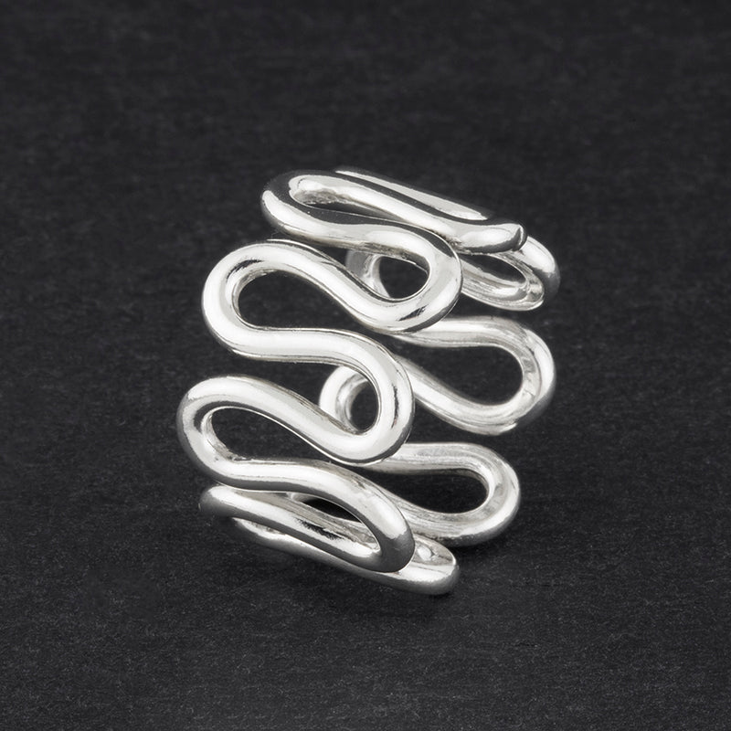 wide sterling silver wiggle ring