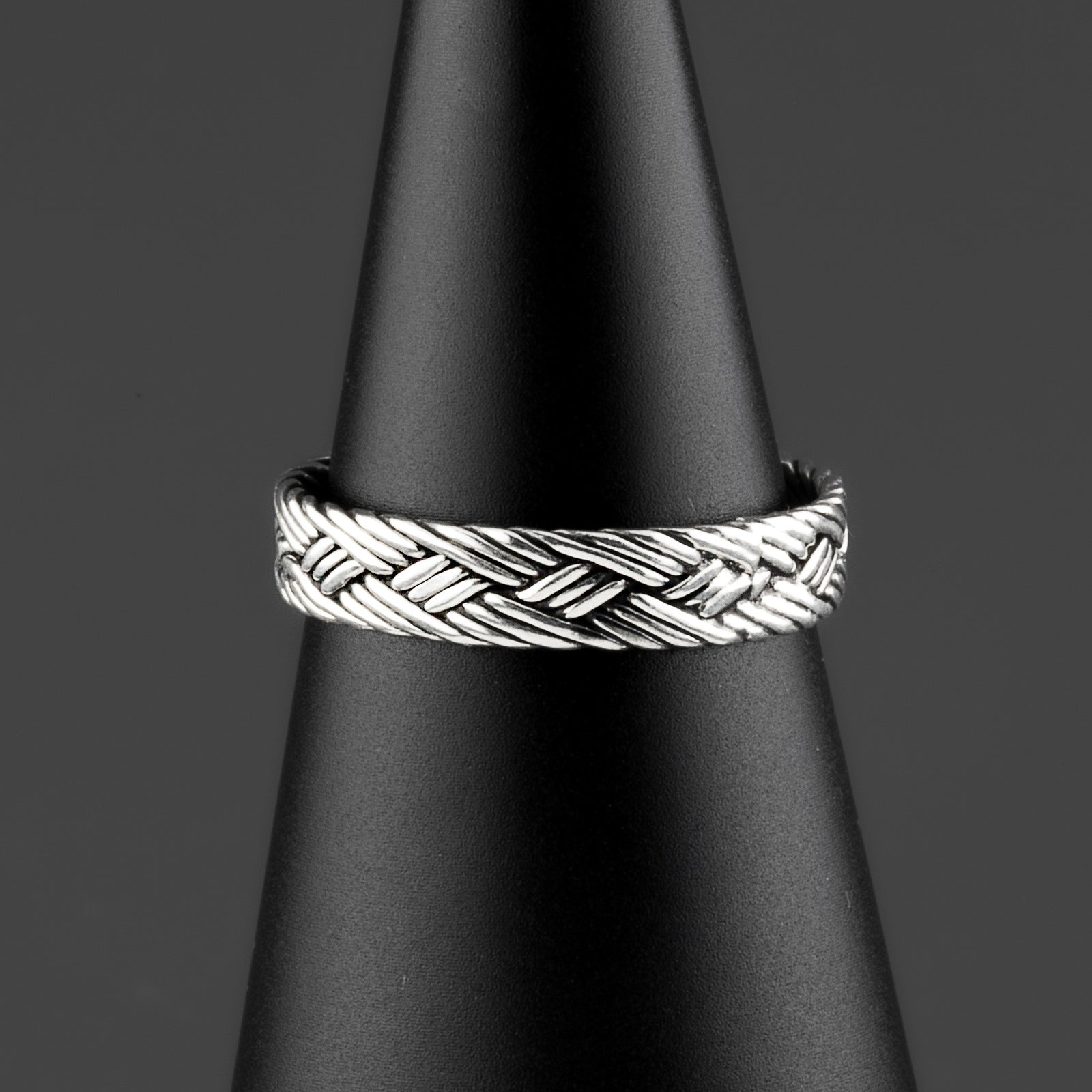 sterling silver woven band ring