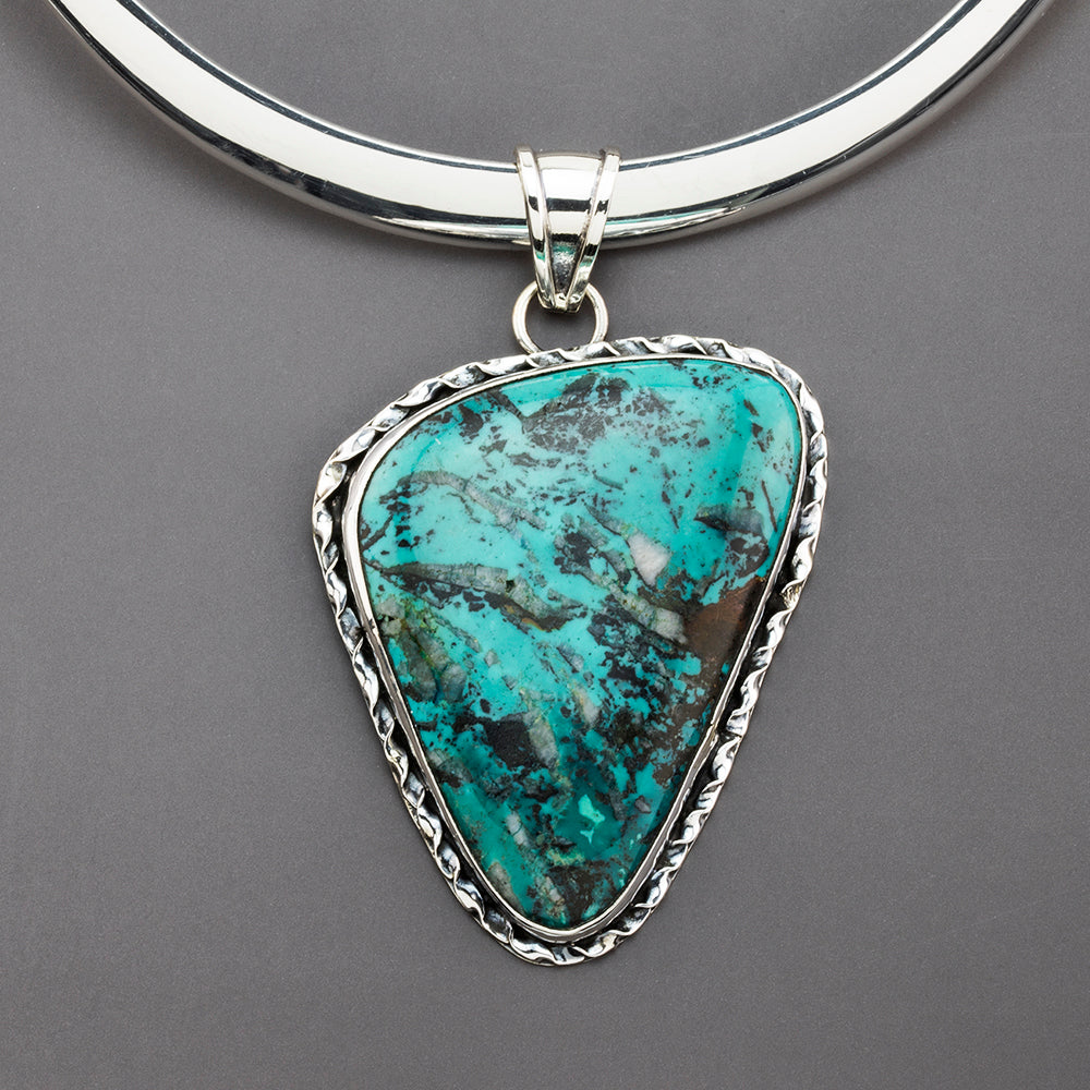 stormy sky large turquoise pendant
