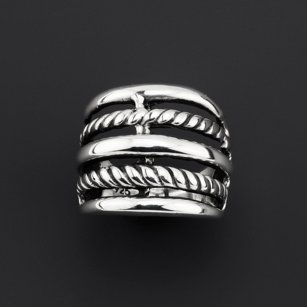 strata sterling silver wide band ring