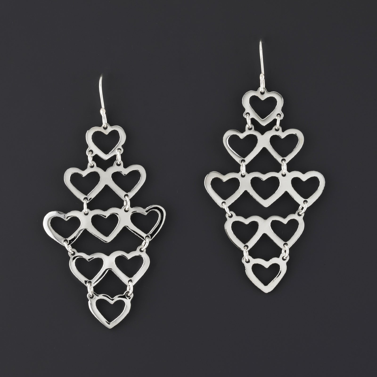 sweet drama sterling silver heart earrings