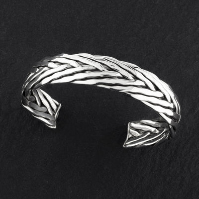 Taxco Mexico silver woven cuff bracelet
