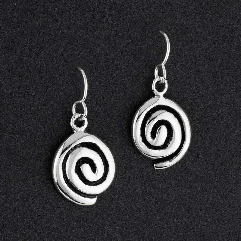 Taxco oxidized silver spiral dangle earrings