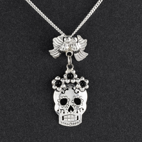 skull pendant【TOPIA】 taxco-silver-and-onyx-sugar-