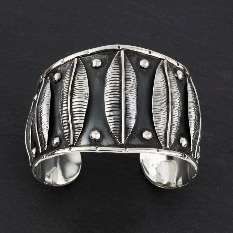 Taxco silver leaf cuff bracelet