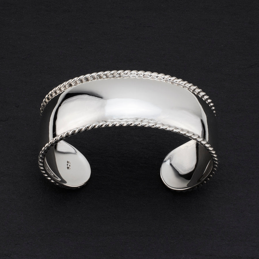 Taxco silver rope edge cuff bracelet