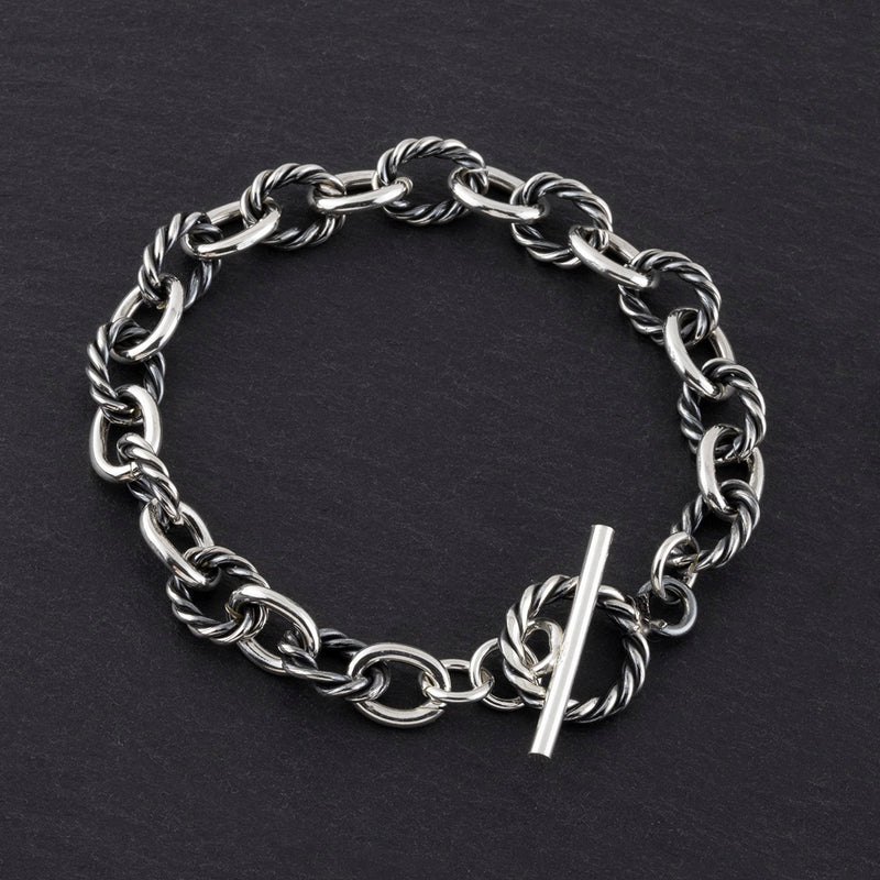 Taxco silver twisted cable link bracelet