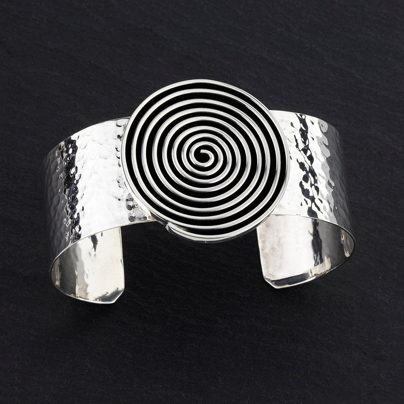 Taxco sterling silver boho tribal spiral cuff bracelet