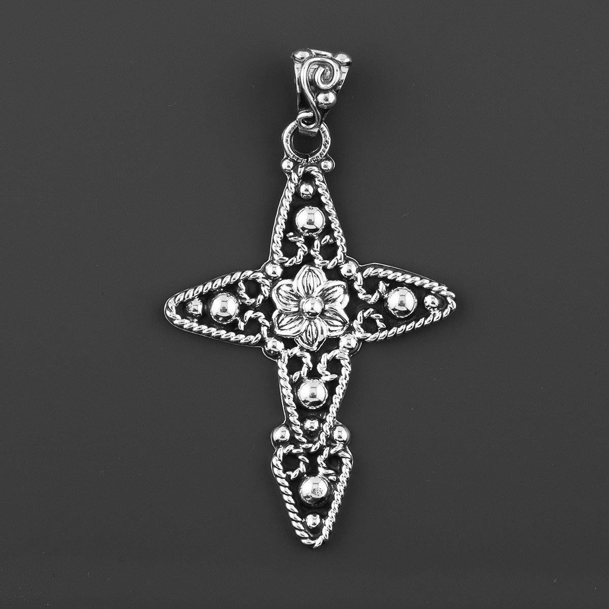 Taxco sterling silver filigree cross pendant
