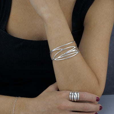 Sleek Waves Sterling Silver Cuff Bracelet