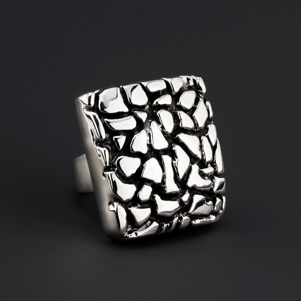 terra cobblestone chunky silver ring