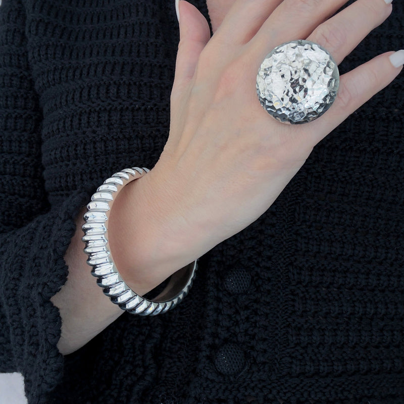 sculpted sterling silver bangle